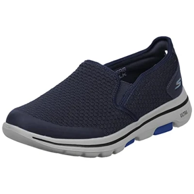 Obrázek Skechers Pánské Gowalk 5 Apprize Double Gore Slip On Performance turistické boty tenisky, Navy Textile Synthetic White Trim