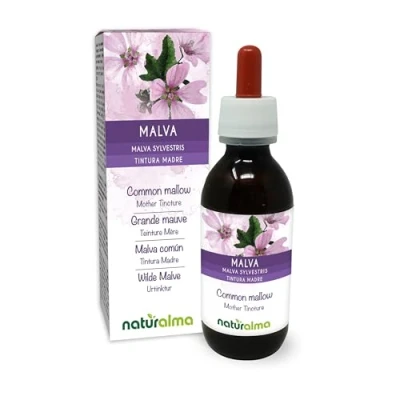 Obrázek Divoký sléz (Malva sylvestris) listy a květy tinktura bez alkoholu Naturalma tekutý extrakt kapky 120 ml doplněk stravy Veganer