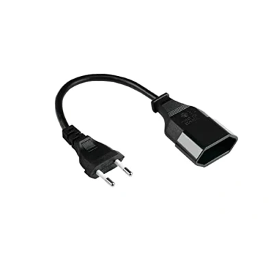 Obrázek Good Connections euro prodloužení 20 cm zástrčka typu C (přímý) na zdířce (přímé) měděný vodič CU průřez žil: 0,75 mm² napájecího kabelu černý