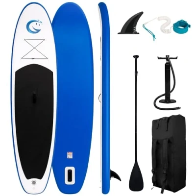 Obrázek FunWater Nafukovací paddleboard Stand Up Paddle Board multifunkční pádlovací prkno s ploutvemi, bezpečnostní lanko, ruční pumpička, pádlo, batoh pro dospělé a mládež, všechny úrovně dovedností