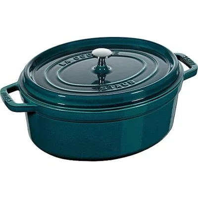 Obrázek STAUB Gusseisen Bräter/Cocotte, Oval 33 cm, 6,7 L, Aromaregen Funktion, Für alle Herdarten geeignet, La Mer