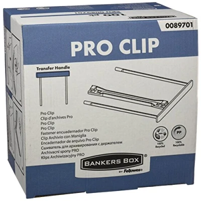 Obrázek BANKERS BOX 0089701 Archivní klip, ProClip, 100 mm, s třmenem, 100% recyklovaný, kusů, bílý