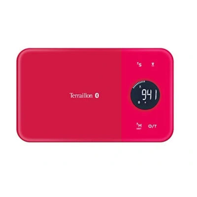 Obrázek Terraillon Kuchyňská váha, možnost spojení s chytrým telefonem/tabletem, výpočet příjmu energie, funkcí tára, ukazatel kapaliny, časovač, Bluetooth Smart, 5 kg, NutriTab, brusinka červená