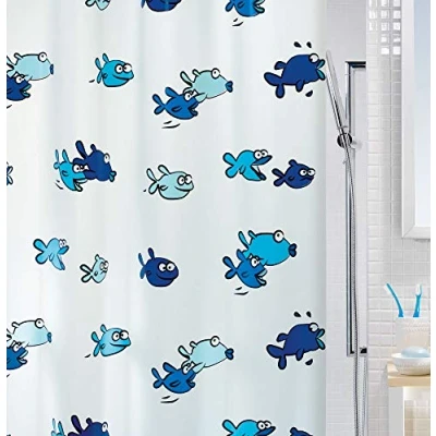 Obrázek Spirella Protiplísňový sprchový závěs Hugo Blue antibakteriální, omyvatelný, vodotěsný vinyl 180 x 200 cm