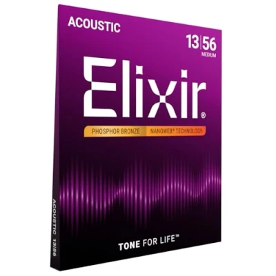 Obrázek Elixir® struny fosfor bronzové na akustickou kytaru s NANOWEB® vrstvou, střední (.013 .056)