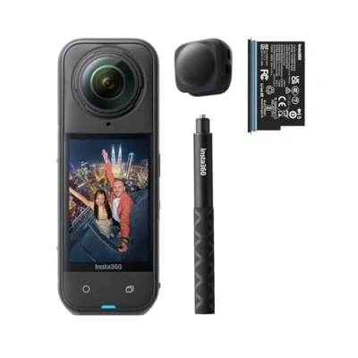 Obrázek Insta360 X5 Startovací balíček vodotěsná 8K 360, vede při nízkém světle, neviditelný efekt selfie tyčky, robustní a vyměnitelné čočky, 3hodinová baterie, jasné audio, stabilizace