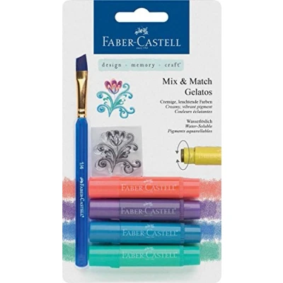 Obrázek Faber Castell 121806 Gelatos s akvarelové křídy se štětcem a razítkem, 4 kusy, metalická