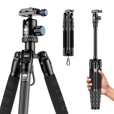 Obrázek SIRUI Carbon Stativ Kamera Traveler 5C Kohlefaser Reisestativ 1380mm leichtes tragbares Karbonfaser Kamerastativ mit Kugelkopf und Arca Swiss Plate Belastbarkeit bis zu 4kg