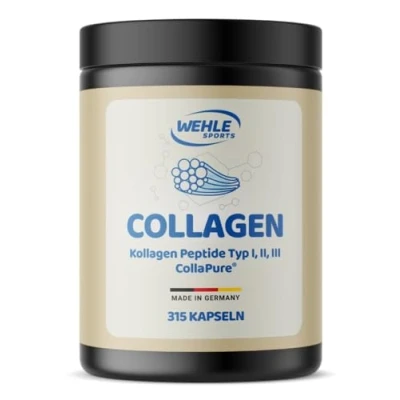 Obrázek Kolagenové kapsle 300 kusů ve vysokých dávkách 4500 mg bioaktivního kolagenu hydrolyzovaných peptidů v denní dávce I Wehle Sports Made in Germany kolagen typu 1, 2 &amp; 3