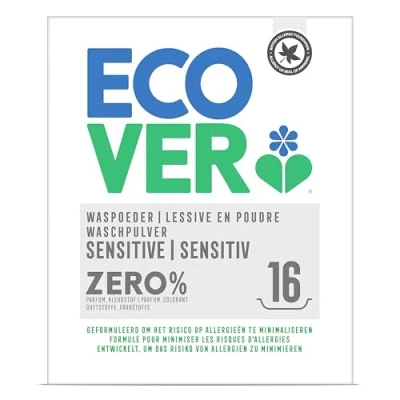 Obrázek Ecover prací prášek ZERO (1,2 kg/16 pracích dávek), jemný prostředek s přísadami na bázi rostlin, pro alergiky a citlivou pokožku
