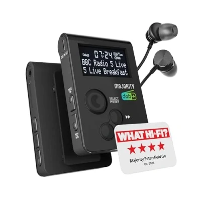Obrázek Tragbares DAB Radio für die Hosentasche Persönliches FM mit Sportclip Wiederaufladbarer 12 Stunden Akku USB Ladung und Kopfhörer im Lieferumfang enthalten MAJORITY Petersfield Go