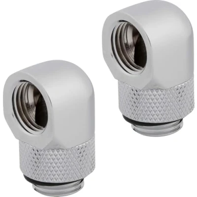 Obrázek Corsair Hydro X Series, 90 adaptér otočný dvojité balení (standardní závit G1/4&quot; (BSPP) mosaz hotová, mechanismus s bezpečným těsněním, dimenzovaný na vysoké průtokové rychlosti) chrom