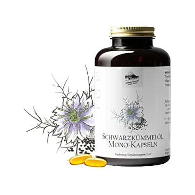 Obrázek KRÄUTERHANDEL SANKT ANTON 400 kapslí černého kmínového oleje 1000 mg denní dávka za studena lisovaný olej z kmínu vysoká vitamin E německá prémiová kvalita