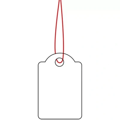 Obrázek HERMA 6902 závěsné etikety s červenou nití, 1000 kusů, 15 x 24 mm, délka vlákna cca 8 cm, malý karton cenovky označovací štítky přívěsek k popisování, bílé