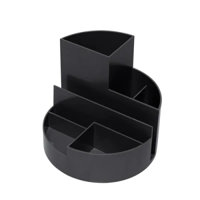 Obrázek Maul organizér na psací stůl, kulatý box Ø 14 x 12,5 cm se 6 přihrádkami držák tužky, značkovače a nůžky tužky do kanceláře psacího stolu černý