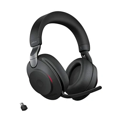 Obrázek Jabra Evolve2 85 Wireless PC Headset Noise Cancelling UC certifikovaná stereo sluchátka s dlouhou životností adaptér USB C Bluetooth černá