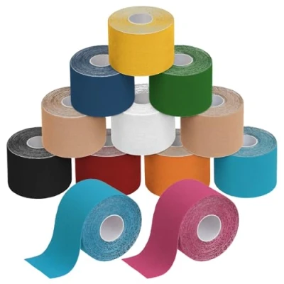 Obrázek ALPIDEX Kineziologie Tape 1/3/ 6/12 roliček mnoho barev 5 m x cm aplikační brožura elastická, voděodolná, příjemná na dotyk, fyziosvalová páska, sada, barva: barevná, množství: 12 rolí