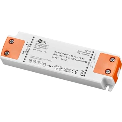 Obrázek goobay 62120 LED Trafo 24 V stmívatelné / 230 na transformátor DC pro až 30 W celkové zatížení ovladač stmívatelný s ochranou proti přepětí