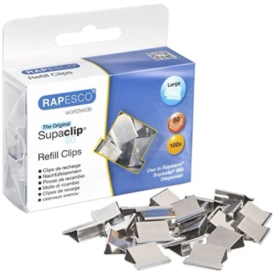 Obrázek Rapesco CP10060S Supaclip 60 náhradní svorky z ušlechtilé oceli, 100 kusů