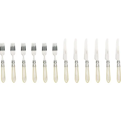 Obrázek Bugatti alcam s4280 Aladdin Dessertbesteck Set, 12 teilig, Edelstahl/ABS, elfenbeinfarben, 36 x 26 4 cm