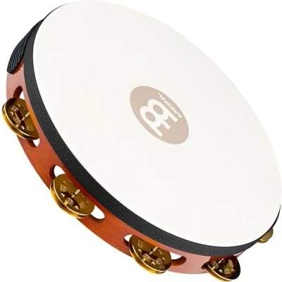 Obrázek Meinl Percussion TAH1B AB Headed Wood Tambourine s mosaznými sponami (1řadé), 25,40 cm (10 palců) průměr, african brown