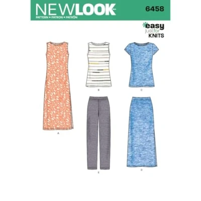 Obrázek New Look Schnittmuster 6458 A Misses &#039;Easy Knit Trennt, weiß