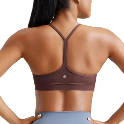 Obrázek CRZ YOGA Dámská sportovní podprsenka Butterluxe Racerback polstrovaná bez ramínek Y záda na jógu letní prodyšná špagetová top, taupe