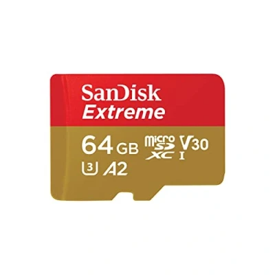 Obrázek SanDisk Paměťová karta Extreme microSDXC UHS I 64 GB + adaptér (pro smartphony, akční kamery a drony, A2, C10, V30, U3, 170 MB/s přenos, RescuePRO Deluxe)