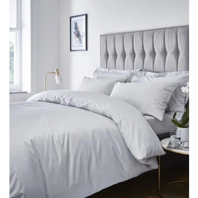 Obrázek Catherine Lansfield Satin Stripe 300 TC Spannbetttuch, 50% Baumwolle/50% Polyester Perkal, grau, King