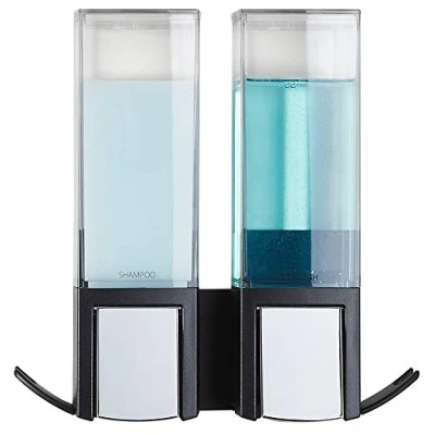 Obrázek Better Living Products Clever Doppel Duschspender 2, Shampoo und Seifenspender, 2 x 502,7 ml, Schwarz, 20,7 8,9 21 cm