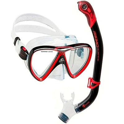 Obrázek Cressi Unisex Ikarus &amp; Orion Dry&#039; šnorchl sada pro dospělé, transparentní/průsvitné, růžová, jedna velikost