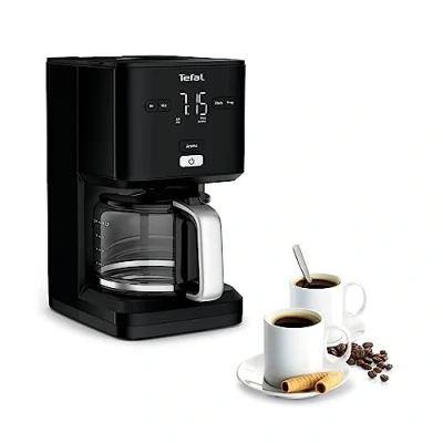 Obrázek TEFAL SMART&#039;N LIGHT Elektrische Kaffeemaschine schwarz, 1,25 l, programmierbar, 24 Stunden, Aroma Funktion nach 30 Minuten, tropffrei, CM600810