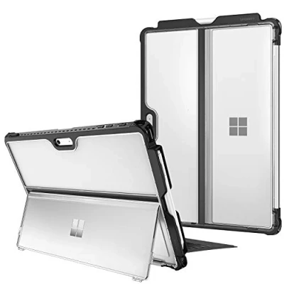 Obrázek Fintie pouzdro Pro Microsoft Surface 7+ / 7/6 5 /Pro LTE, nárazuvzdorné robustní ochranné s držákem na tužky originální stojan, kompatibilní klávesnicí Type Cover, čiré (matné)