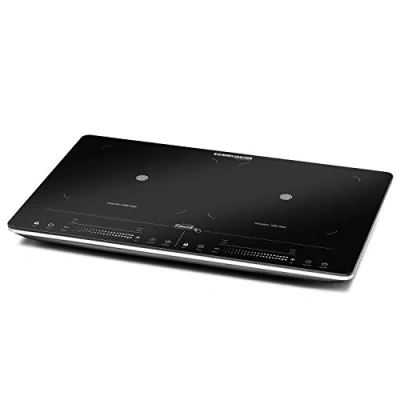 Obrázek ROMMELSBACHER Dvojitá plotýnka CT 3420/IN indukční sklokeramika, Touch Control, rozpoznání hrnce, 10 stupňů výkonu, teplotních od 60 do 220 C, časovač, funkce vypnutí, 3400 W