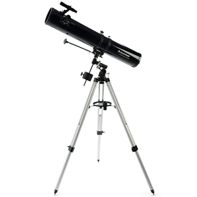 Obrázek Celestron Zrcadlový teleskop 21045 PowerSeeker 114EQ se dvěma okuláry, jedním Barlowovou čočkou, výškově nastavitelným stativem a luxusním pouzdrem na příslušenství, černá
