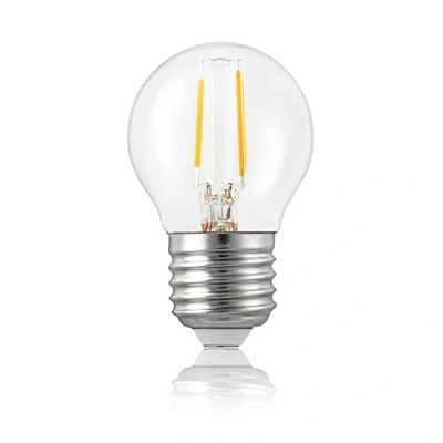 Obrázek Hellum LED žárovka E27, E27 s 2,5 W jako náhrada za žárovku 25 W, Mini Globe 250 Lumen 2700 kelvinů, vintage teplá bílá, čirá pro osvětlení, 1 kus 209105