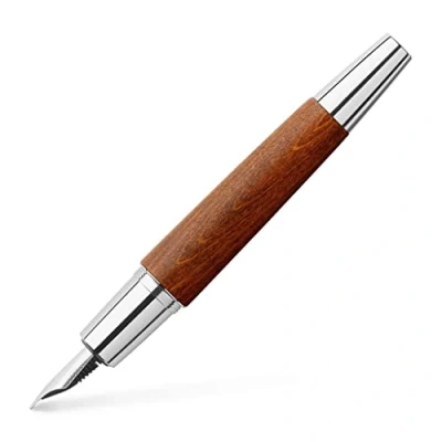 Obrázek Faber Castell 148202 plnicí pero e motion dřevo / chrom, pero: EF, včetně dárkového balení, barva násadky: hnědá/stříbrná