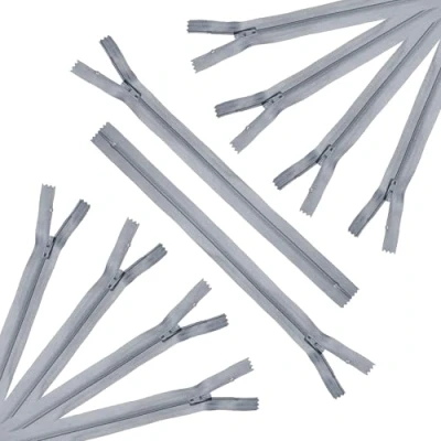 Obrázek Trimz 40 cm Langer Reißverschluss mit 4 mm Zähnen, grau, 10 Stück, Polyester