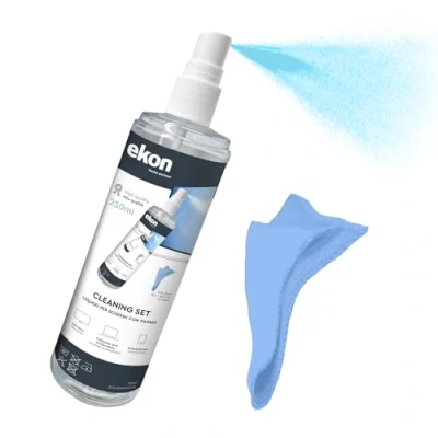 Obrázek ekon Bildschirmspray mit Mikrofasertuch, 250ml, Reinigungsset für Monitore, Laptops, Kameras, Camcorder, MacBooks, TVs, Smart Smartphones, Tablets