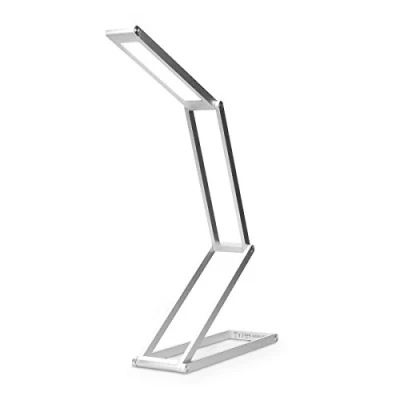 Obrázek kwmobile LED hliníková stolní lampa skládací akumulátor noční stolek lampička na čtení stmívatelná Micro USB nabíjecí kabel baterie psací stůl ve stříbrné barvě