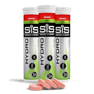 Obrázek Science in Sport HYDRO tablety 3 x 20 ks. Bobule elektrolytové tablety, veganské a bezlepkové, šumivé pro stimulaci hydratace vyváženou domácnost elektrolytů