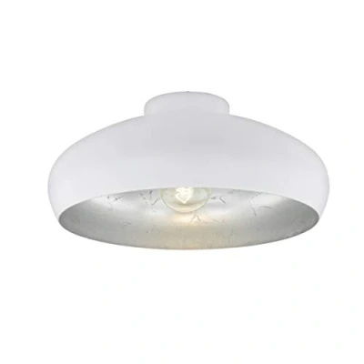 Obrázek EGLO stropní svítidlo Mogano, s 1 žárovkou industriální, vintage, z oceli, lampa do obývacího pokoje v bílé, stříbrné barvě, kuchyňská lampa, chodby strop objímkou E27