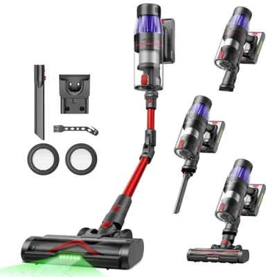 Obrázek Ultenic Bezdrátový vysavač U16 Flex 550 W/45 Kpa, výdrž 60 min, akumulátorový s dotykovou obrazovkou a skládací trubkou, nástěnná nabíjecí stanice, zelené světlo, ochrana proti zamotání pro