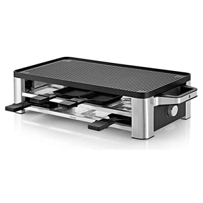 Obrázek WMF Lono raclette gril s pánví a jezdci, 8 osob, 1500 W, matná nerezová ocel