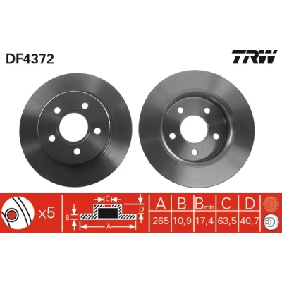 Obrázek Brzdový kotouč TRW DF4372