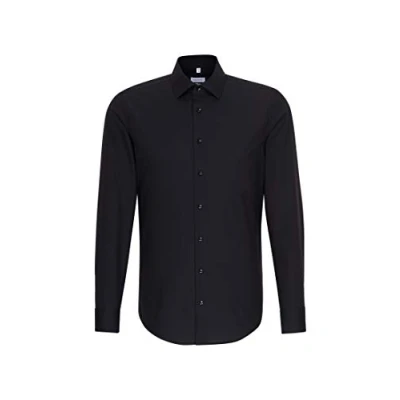 Obrázek Seidensticker Pánská košile Slim Fit nežehlivá Kent dlouhý rukáv Business Shirt, Černá (675198), 40
