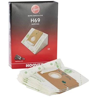 Obrázek Hoover Sáček do vysavače H69, originální příslušenství, z papíru, proti zápachu, extra filtrace, kompatibilní s vysavačem Freespace Evo, 5 sáčků