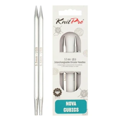 Obrázek KnitPro Nova Cubics: Knitting Pins: Circular: Interchangeable: Standard: 5.50mm, Messing, Silver, 5.5mm
