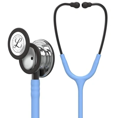 Obrázek Stetoskop 3M Littmann Classic III pro sledování, vysoce lesklý hrudní díl, světle modrá hadice, přípojka hadice a ušní trubičky v kouřových barvách, 69 cm, 5959