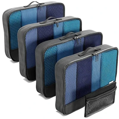 Obrázek Snadno uspořádatelné tašky na zavazadla. Ukládání šatů s cestovními kostkami taška šaty do kufru. OW Travel kufr příslušenství organizér sada Suitcase Organizer Packing Travel, 02b) černá 4